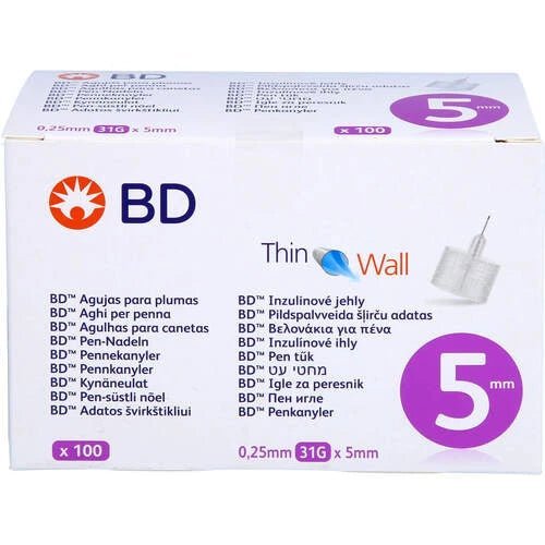 BD Becton DickinsonBD Thin Wall Pen‑Nadeln 5 mm | Ø 0.25 mm | 31 GDocMed GmbH